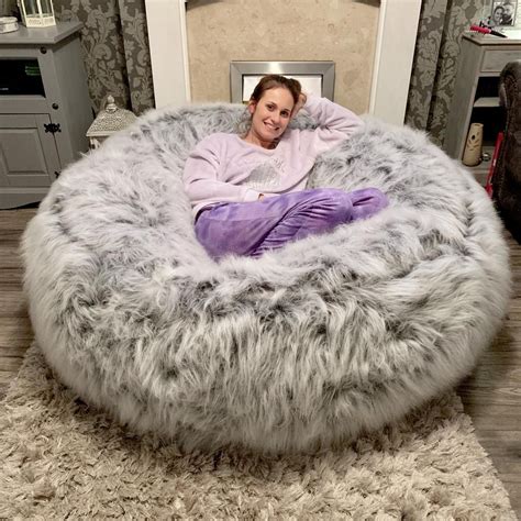 giant bean bag fake fur|oversized furry bean bag chair.